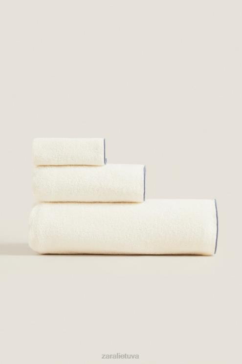 unisex Zara medvilninis rankšluostis su overloku pilka/mėlyna priedai 4N4881737