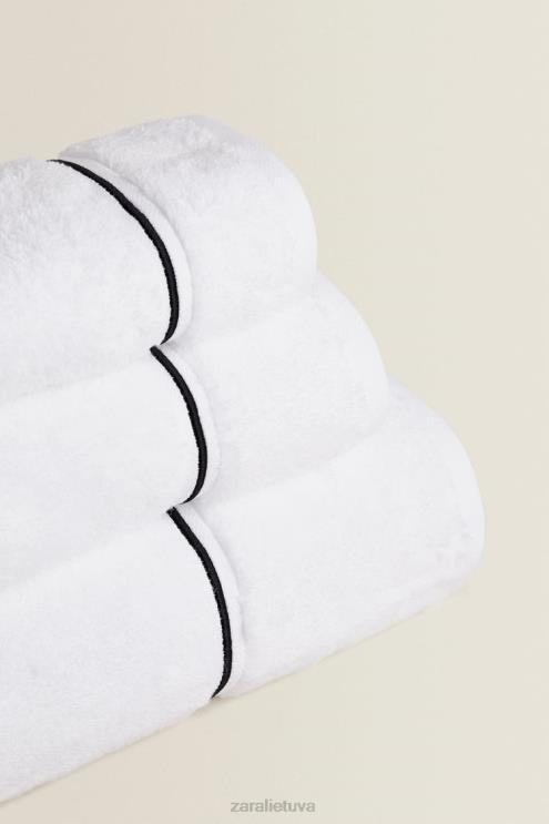 unisex Zara rankšluostis su siuvinėta apdaila juodas priedai 4N4881728