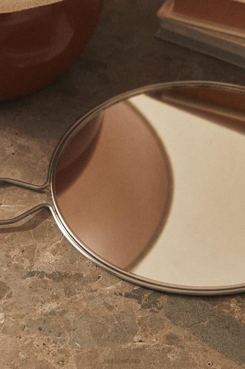 unisex Zara rankinis veidrodis su plieniniu rėmu matinis sidabras priedai 4N4881750