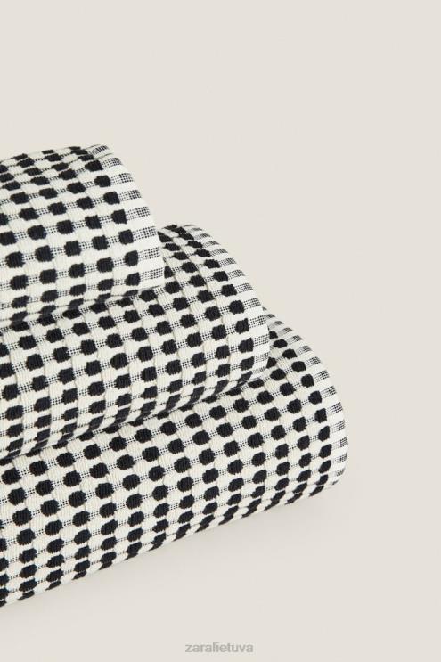 unisex Zara tekstūruotas medvilninis rankšluostis juodas priedai 4N4881717