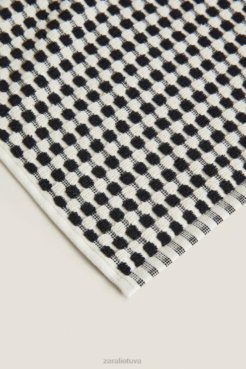 unisex Zara tekstūruotas medvilninis rankšluostis juodas priedai 4N4881717