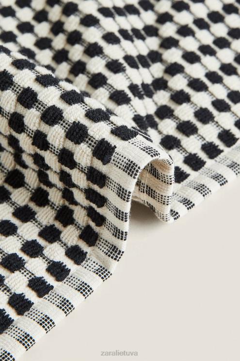 unisex Zara tekstūruotas medvilninis rankšluostis juodas priedai 4N4881717