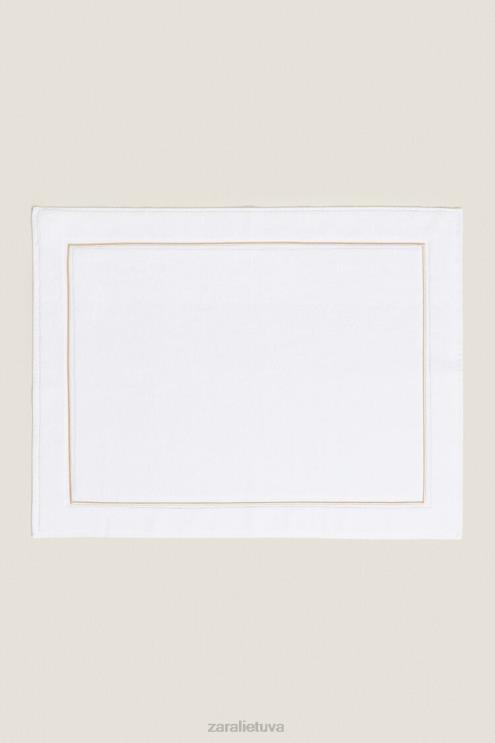 unisex Zara šukuoto krašto vonios kilimėlis smėlio spalvos priedai 4N4881729