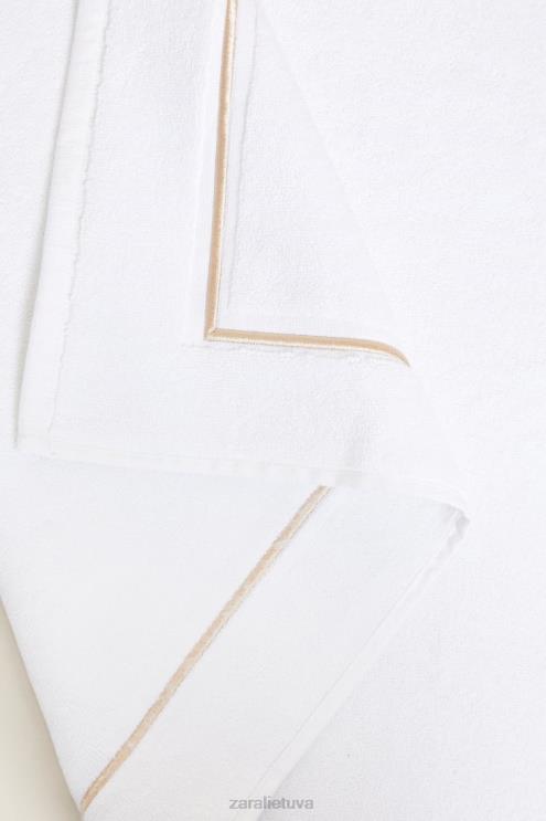 unisex Zara šukuoto krašto vonios kilimėlis smėlio spalvos priedai 4N4881729