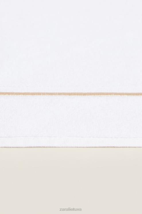 unisex Zara šukuoto krašto vonios kilimėlis smėlio spalvos priedai 4N4881729