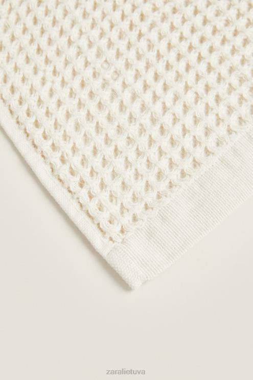 unisex Zara vaflinės tekstūros medvilninis rankšluostis šviesiai smėlio spalvos priedai 4N4881721