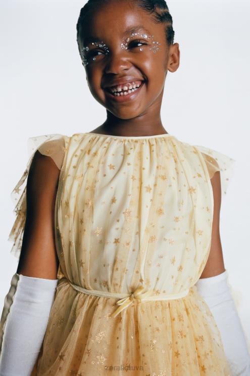 vaikai Zara Kalnų krištolo fėjos kostiumas auksinis apranga 4N4881596