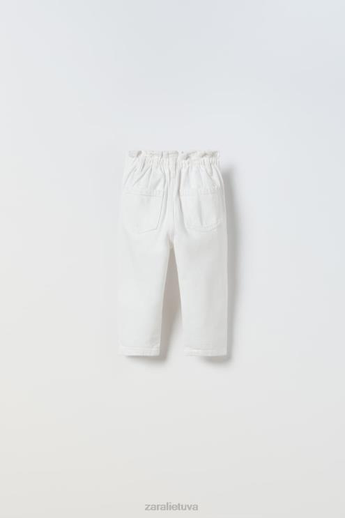 vaikai Zara autentiški džinsai baltas apranga 4N4881619