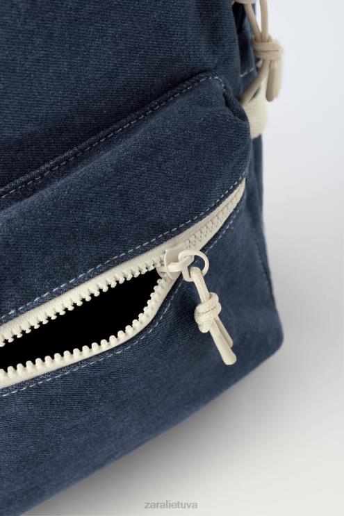 vaikai Zara džinsinė kuprinė džinsinio mėlynumo priedai 4N4881533