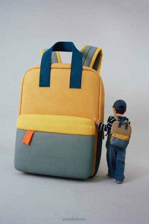 vaikai Zara daugiaspalvė dygsniuota kuprinė mėlyna priedai 4N4881556