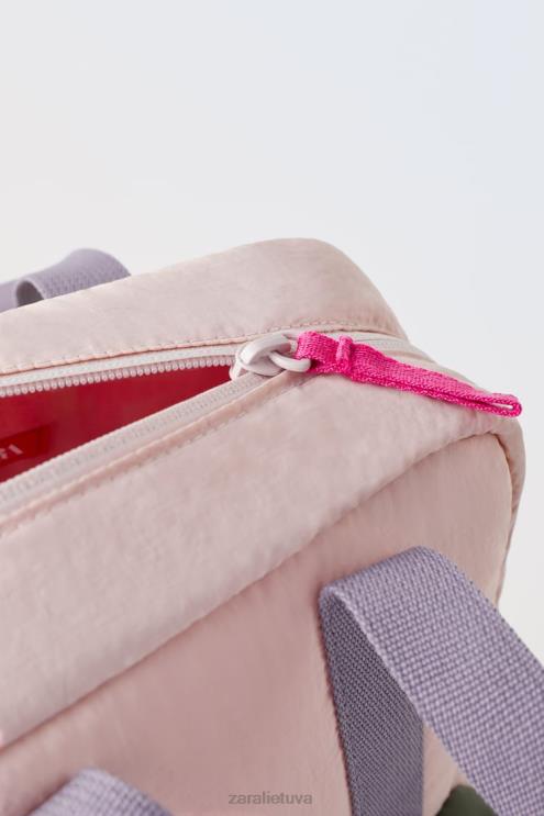 vaikai Zara daugiaspalvė dygsniuota kuprinė rožinis priedai 4N4881562