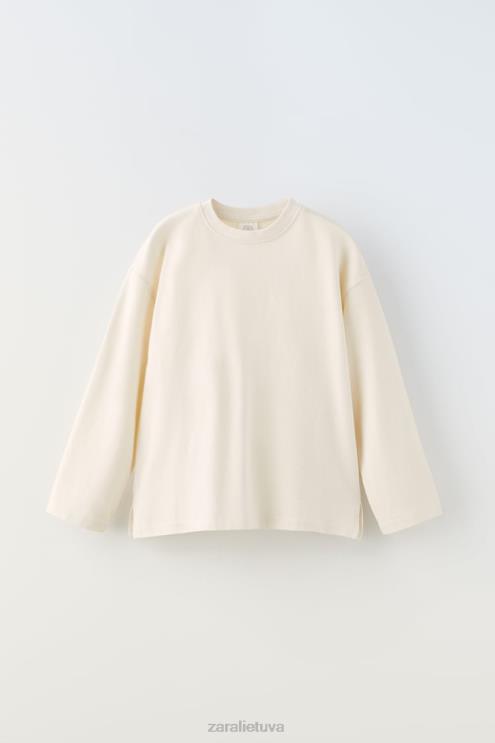 vaikai Zara aukščiausios kokybės paprasti marškinėliai ekru apranga 4N4881530