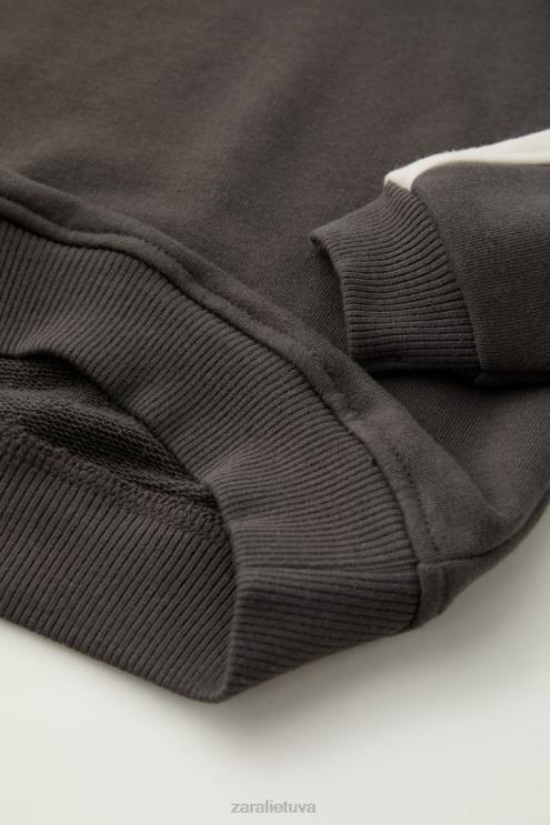 vaikai Zara dryžuotas bėgimo kostiumas antracito pilka apranga 4N4881550