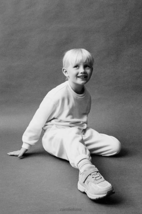 vaikai Zara išsiuvinėtas megztinis ekru apranga 4N4881565