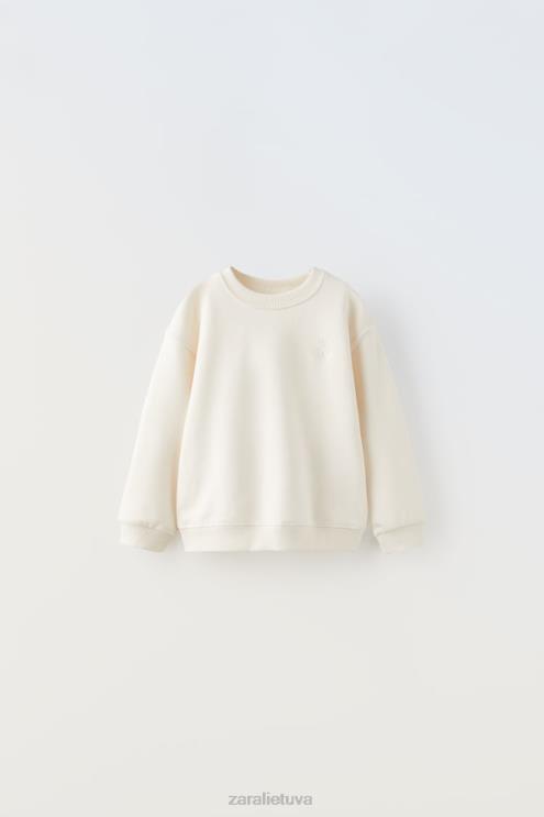 vaikai Zara išsiuvinėtas megztinis ekru apranga 4N4881565