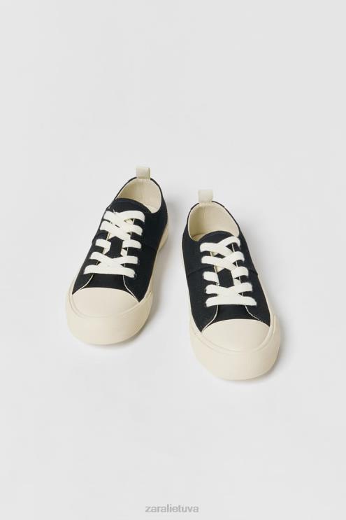vaikai Zara medvilniniai sportbačiai juodas apranga 4N4881547