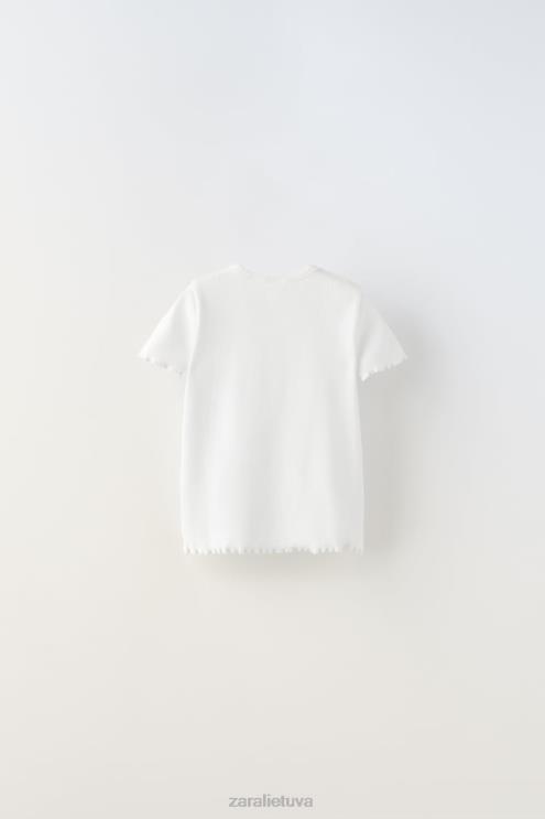 vaikai Zara pagrindinis briaunotas viršus baltas apranga 4N4881571