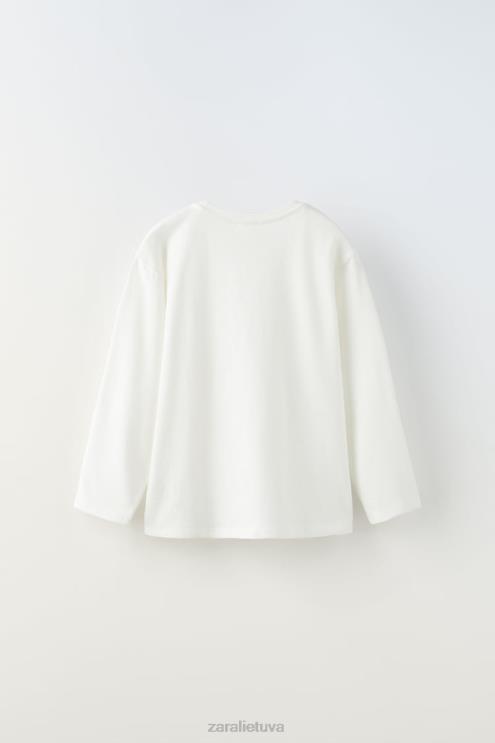 vaikai Zara paprasti marškinėliai baltas apranga 4N4881526