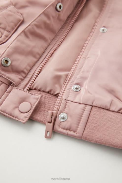 vaikai Zara satino bomber striukė rožinis apranga 4N4881559