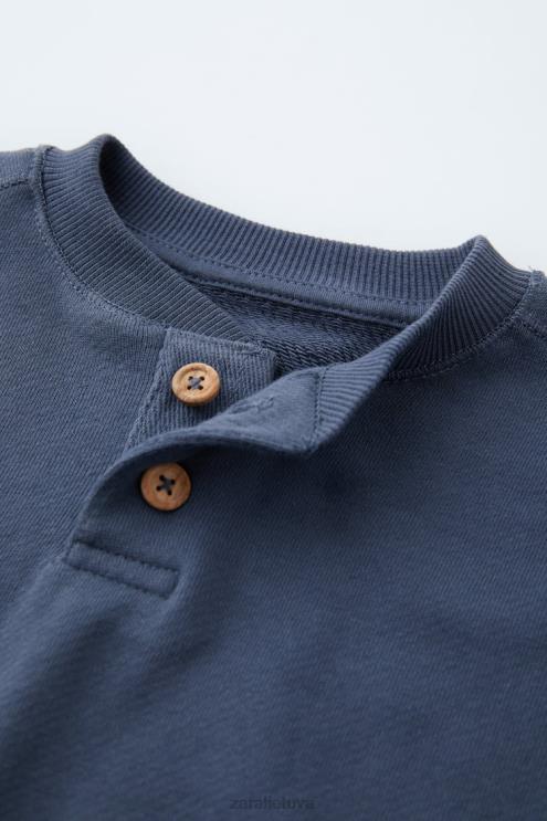 vaikai Zara susagstytas Henley megztinis mėlyna apranga 4N4881552
