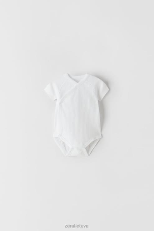 vaikai Zara trijų komplektų trumpų rankovių kombinezonų baltas apranga 4N4881575