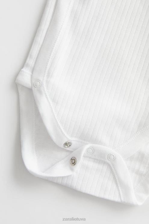 vaikai Zara trijų komplektų trumpų rankovių kombinezonų baltas apranga 4N4881575