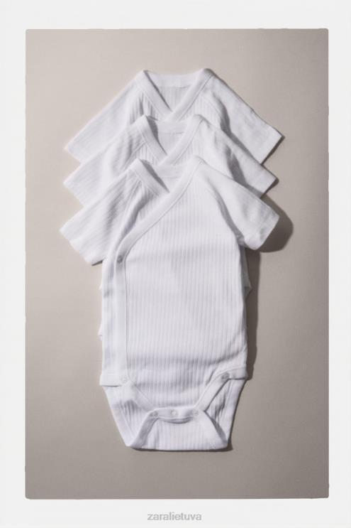 vaikai Zara trijų komplektų trumpų rankovių kombinezonų baltas apranga 4N4881575