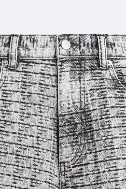 vyrų Zara geometriniai žakardo džinsai pilka apranga 4N4881089