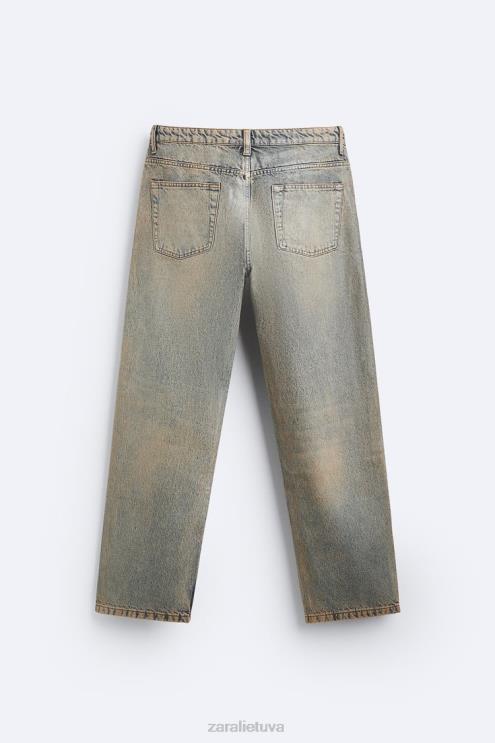 vyrų Zara metalinio efekto džinsai mėlyna apranga 4N4881099