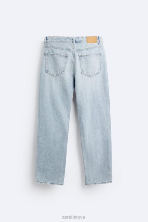 vyrų Zara plėšyti tiesūs džinsai vidurio mėlyna apranga 4N4881090