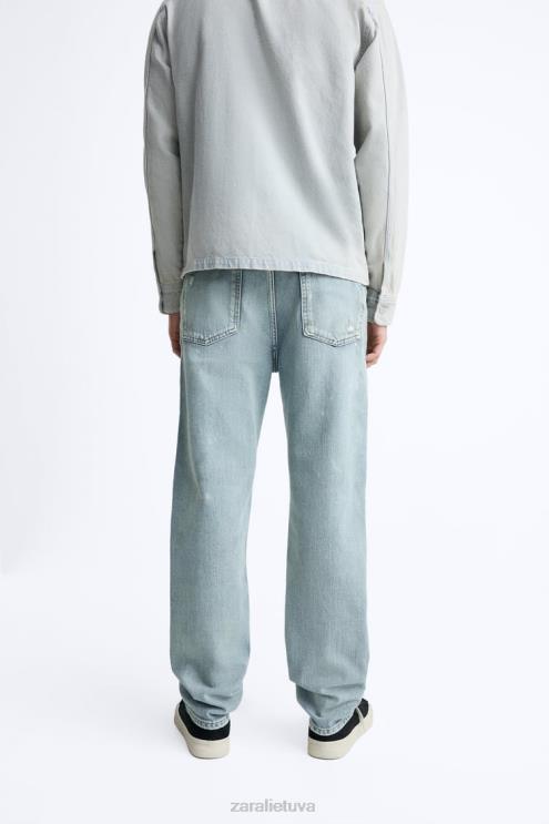 vyrų Zara tiesūs džinsai mėlyna apranga 4N4881088