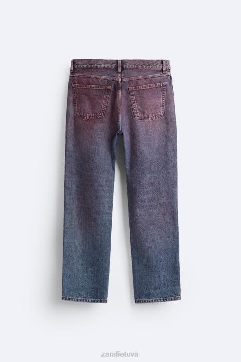 vyrų Zara tiesūs purškiami džinsai mėlyna apranga 4N4881101