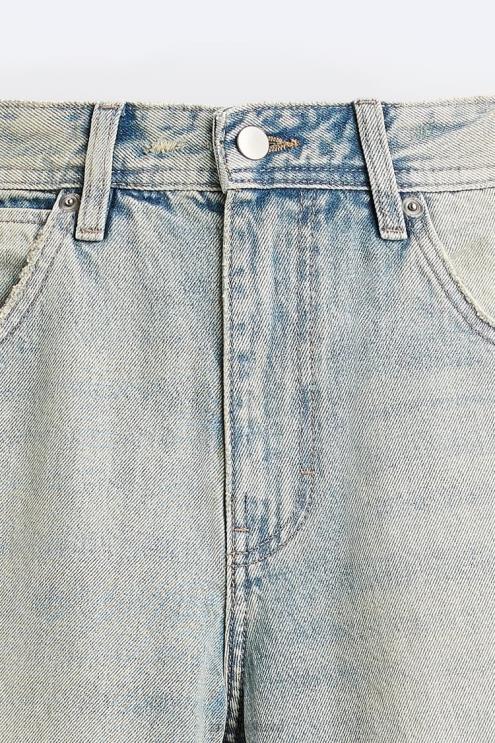 vyrų Zara vintažiniai džinsai su užtrauktuku šviesiai mėlynas apranga 4N4881086