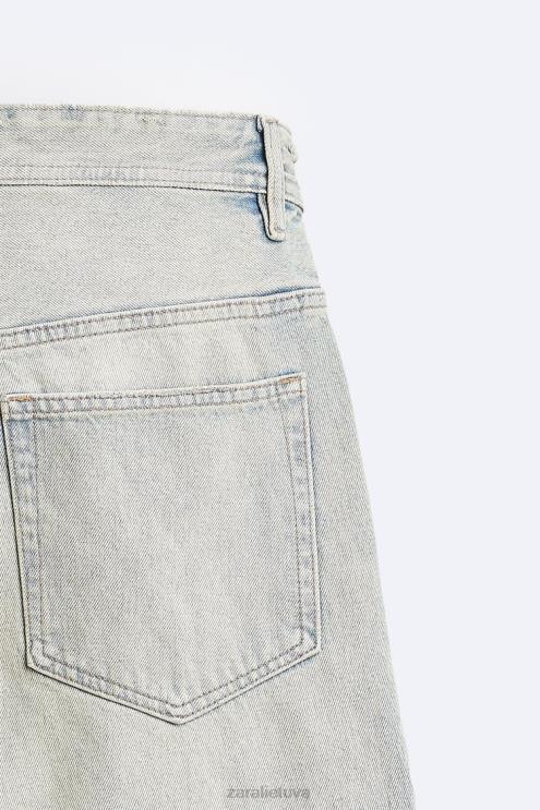 vyrų Zara vintažiniai džinsai su užtrauktuku šviesiai mėlynas apranga 4N4881086