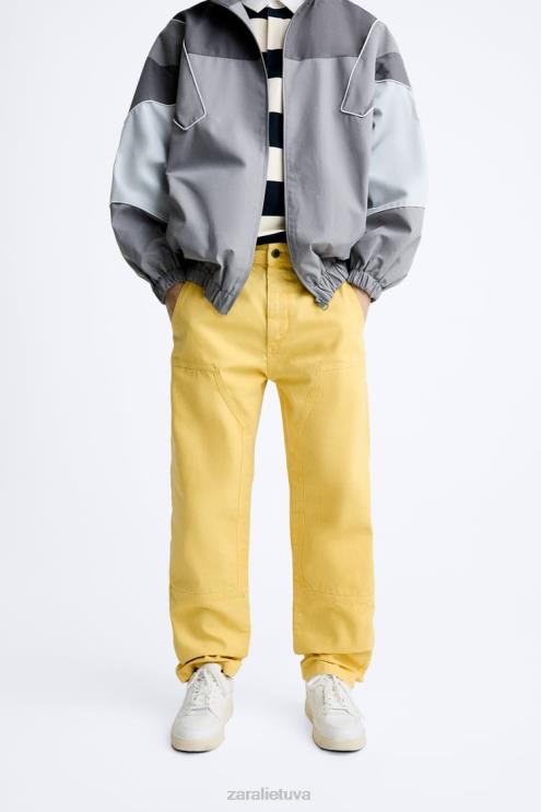 vyrų Zara dailidės kišeninės kelnės geltona apranga 4N488954