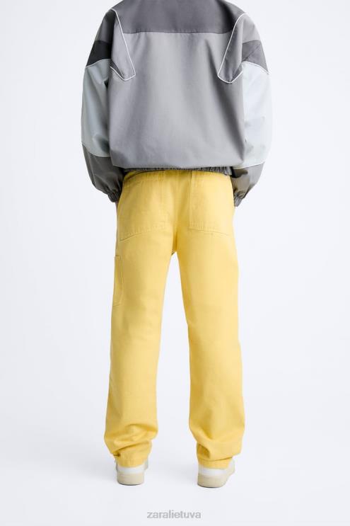 vyrų Zara dailidės kišeninės kelnės geltona apranga 4N488954