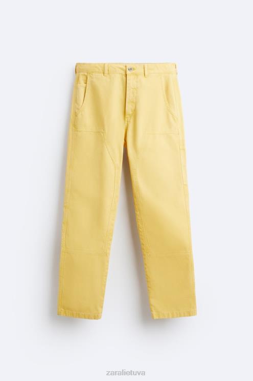 vyrų Zara dailidės kišeninės kelnės geltona apranga 4N488954
