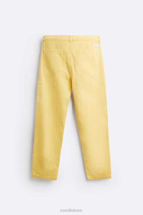 vyrų Zara dailidės kišeninės kelnės geltona apranga 4N488954