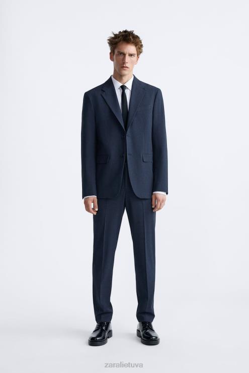 vyrų Zara languotas kostiumines kelnes melsva apranga 4N488967