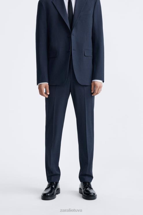 vyrų Zara languotas kostiumines kelnes melsva apranga 4N488967