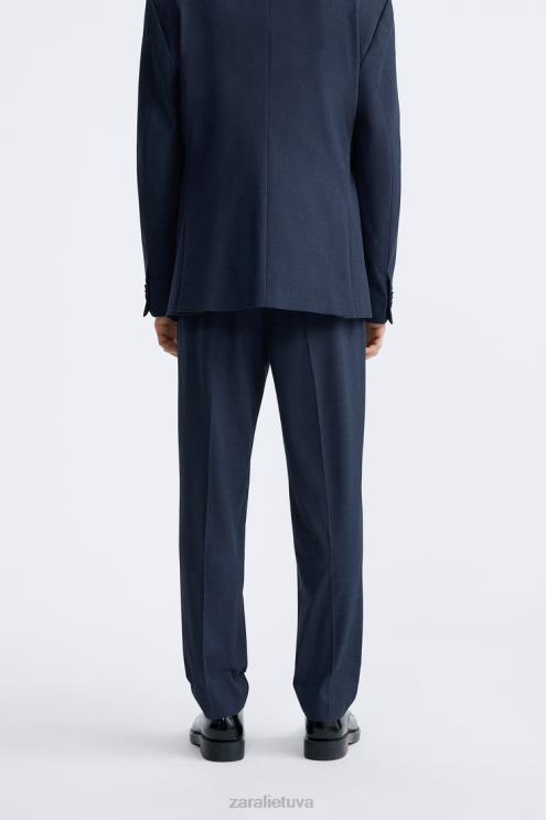 vyrų Zara languotas kostiumines kelnes melsva apranga 4N488967