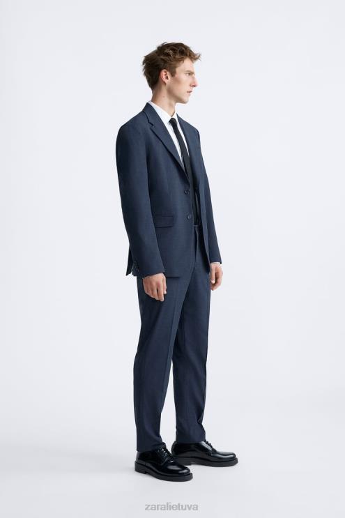 vyrų Zara languotas kostiumines kelnes melsva apranga 4N488967