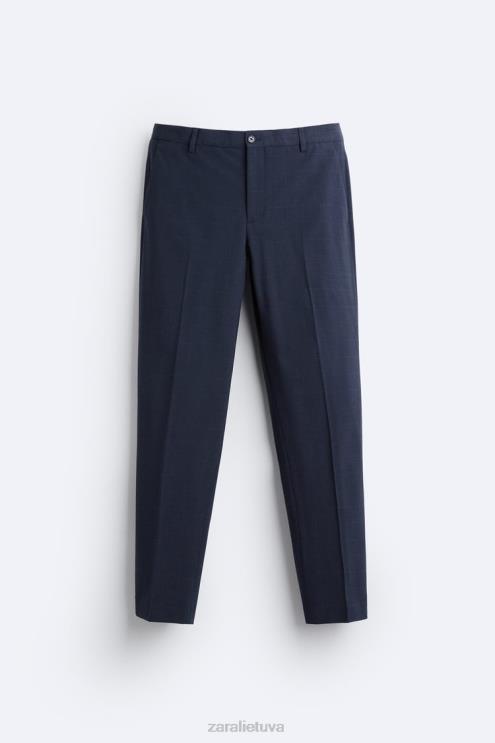 vyrų Zara languotas kostiumines kelnes melsva apranga 4N488967