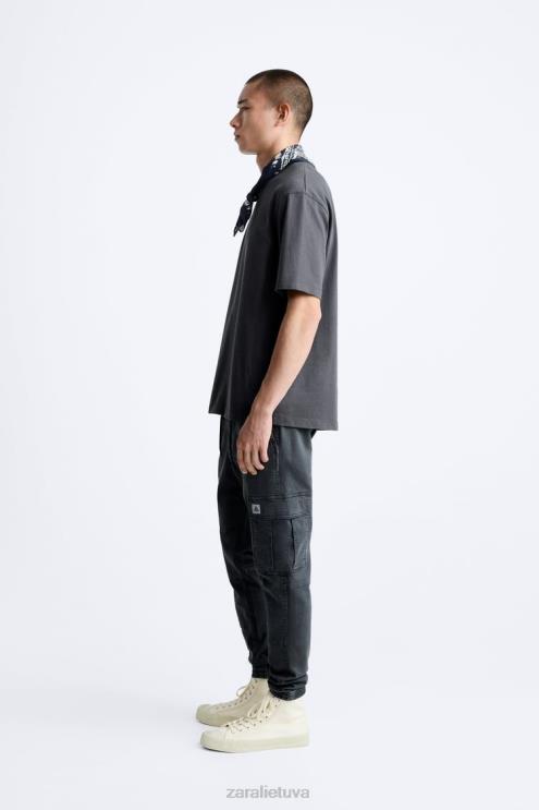 vyrų Zara minkštos krovininės kelnės vidurio pilka apranga 4N488965