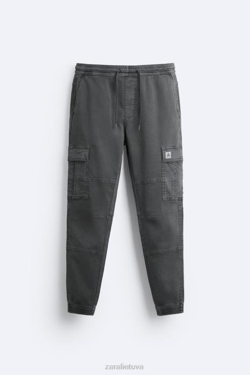 vyrų Zara minkštos krovininės kelnės vidurio pilka apranga 4N488965