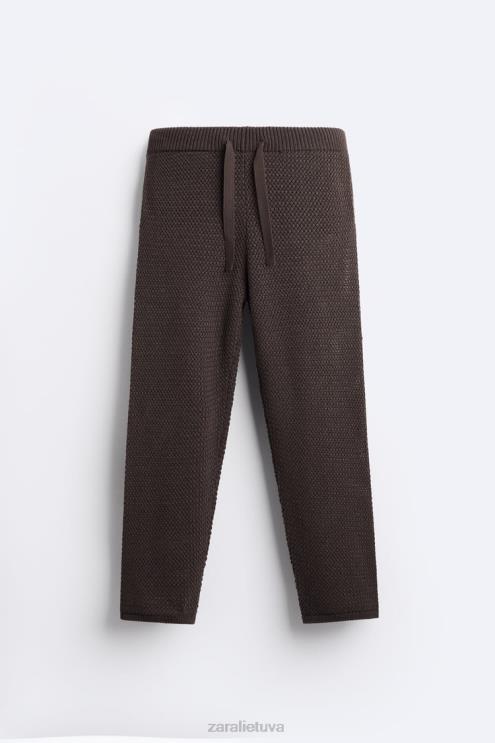 vyrų Zara nertos tekstūros kelnės šokolado apranga 4N488959