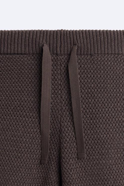 vyrų Zara nertos tekstūros kelnės šokolado apranga 4N488959
