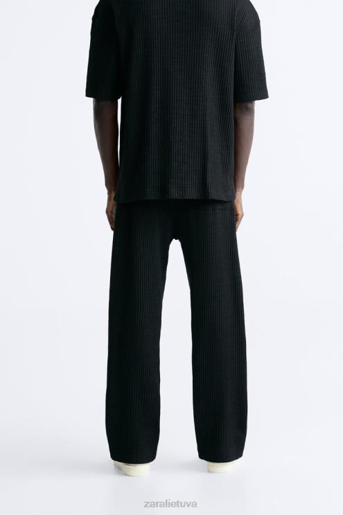 vyrų Zara rievėtos bėgimo kelnės juodas apranga 4N488963