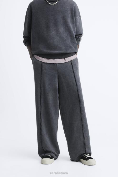 vyrų Zara skalbtos spalvos bėgimo kelnės tamsus antracitas apranga 4N488948