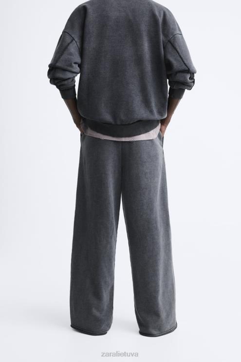 vyrų Zara skalbtos spalvos bėgimo kelnės tamsus antracitas apranga 4N488948